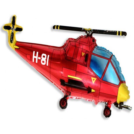 Globos de foil de 22" X 38" (57cm x 96cm) Helicoptero Rojo