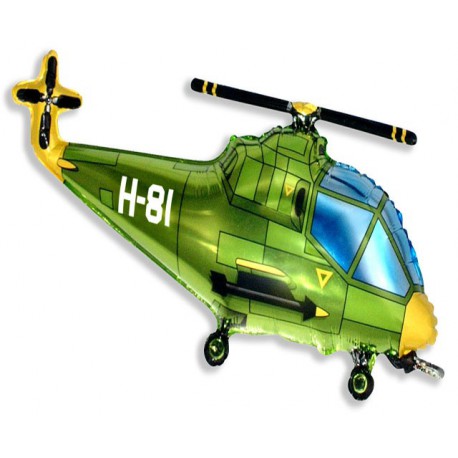 Globos de foil de 10" X 17" (25cm x 43cm) Helicoptero Verde