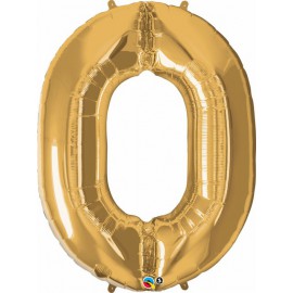 Globos de Foil de 34" x 39" (86cm x 99cm) número 0 Oro
