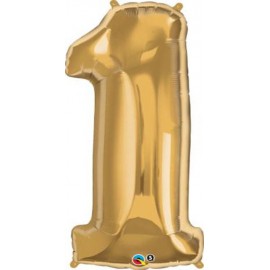 Globos Foil de 34" (86cm) x 38" (96Cm) Número 1 Oro
