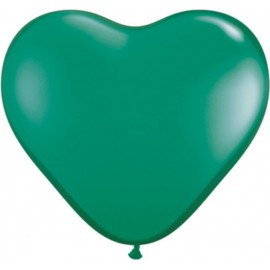 Globos de 6" (15Cm) corazones Verde Esmeralda Qualatex