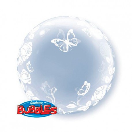 Globos de foil de 24" Bubbles Rosas Y Mariposas