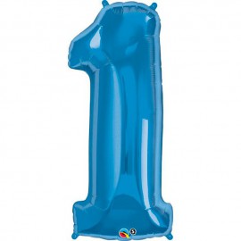 Globos de Foil de 34" (86cm) número 1 Azul Zafiro