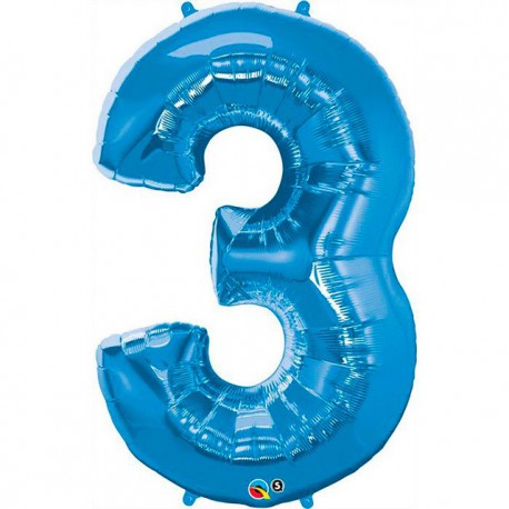Globos de Foil de 34" (86cm) número 3 Azul Zafiro