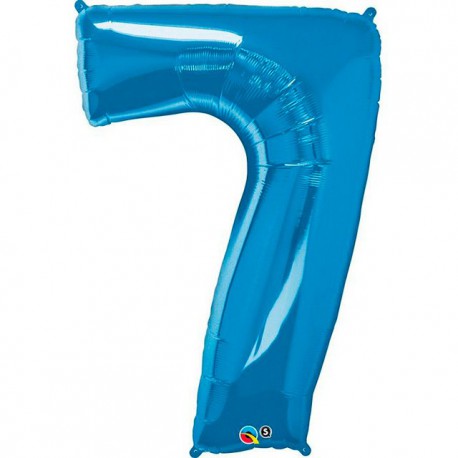 Globos de Foil de 34" (86cm) número 7 Azul Zafiro