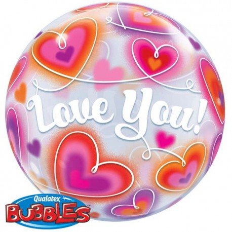 Globos de foil de 22" Bubbles Love You Doodle