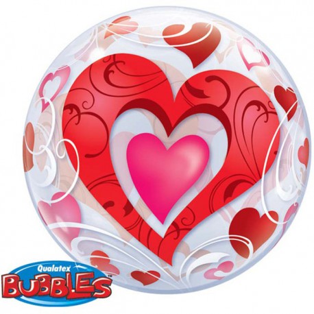 Globos de foil de 22" Bubbles Corazones Filigrana