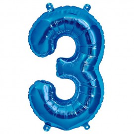 Globos de Foil de 16" (41cm) Numero "3" Azul