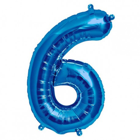 Globos de Foil de 16" (41cm) Numero "6" Azul