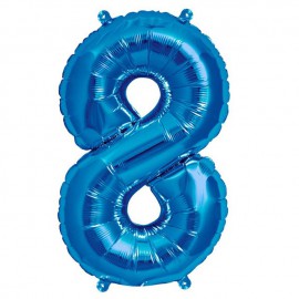 Globos de Foil de 16" (41cm) Numero "8" Azul