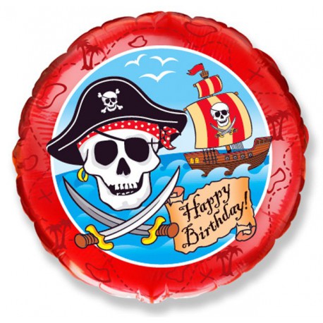 Globos de Foil Redondos de 18" (46Cm) Pirata Birthday