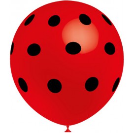 Globos de 12" Rojo Lunares Negros Balloonia