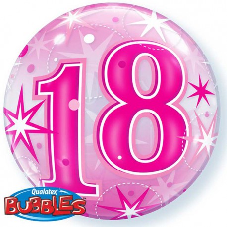 Globos de foil de 22" Bubbles 18 Cumple Rosa Starbust