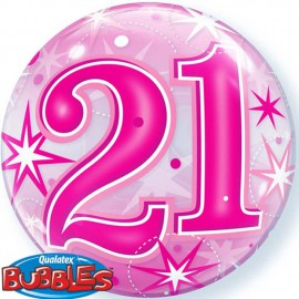 Globos de foil de 22" Bubbles 21 Cumple Rosa Starbust