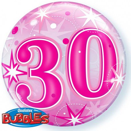 Globos de foil de 22" Bubbles 30 Cumple Rosa Starbust