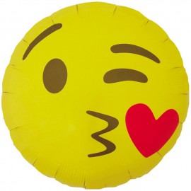 Globos de foil de 18" (46Cm) Emoji Besando Corazones