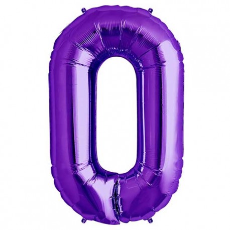 Globos de Foil de 34" (86cm) número 0 Purpura