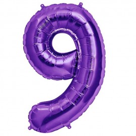 Globos de Foil de 34" (86cm) número 9 Purpura