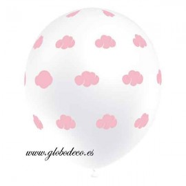 Globos Blancos de 12" Nubes Rosas Balloonia