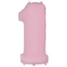 Globos de Foil de 38" (97cm) número 1 Rosa Pastel