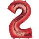 Globos de Foil de 33" x 22" (83cm x 55cm) número 2 Rojo