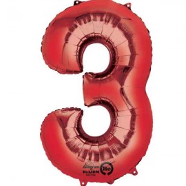 Globos de Foil de 34" x 20" (86cm x 50cm) número 3 Rojo