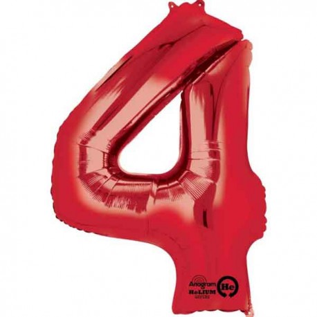 Globos de Foil de 36" x 24" (91cm x 60cm) número 4 Rojo