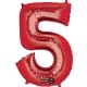 Globos de Foil de 33" x 23" (83cm x 58cm) número 5 Rojo
