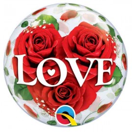 Globos 12" (30Cm) Air Bubble Love Rosas