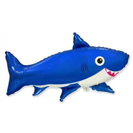 Globos Foil Supershape Tiburon Feliz Azul