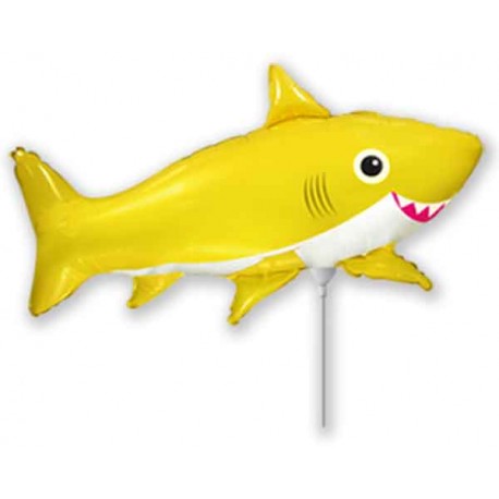 Globos Foil MINIshape Tiburon Feliz Amarillo