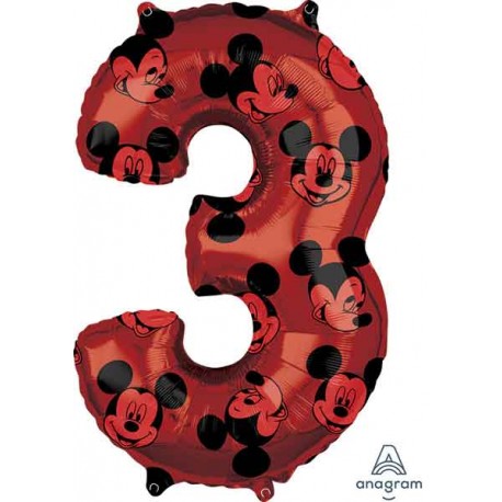 Globos Foil 26" (66cm) x 17" (43Cm) Número 3 Mickey