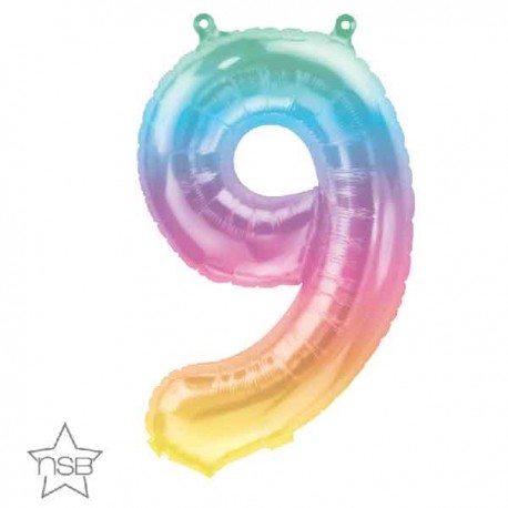 Globos Foil 16" (41cm) Numero "9" Multicolor