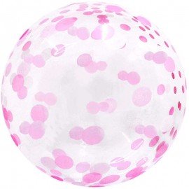 Globos 18" Bubble Transparente Confeti Rosa
