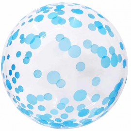 Globos 18" Bubble Transparente Confeti Azul