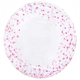 Globos 20" Bubble Transparente Polka Rosa