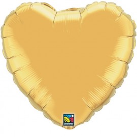 Globos de foil Corazones de 4" Oro metálico