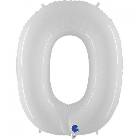 Globos Foil 40" (102cm) Numero 0 Blanco
