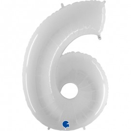 Globos Foil 40" (102cm) Numero 6 Blanco