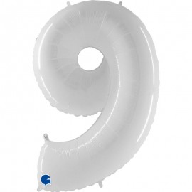 Globos Foil 40" (102cm) Numero 9 Blanco