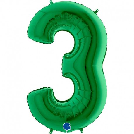 Globos Foil 40" (102cm) Numero 3 Verde