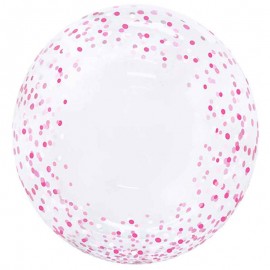 Globos 20" Bubble Transparente Puntos Rosa