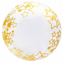 Globos 18" Bubble Transparente Estrellas ORO