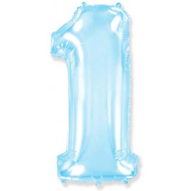 Globos Foil 40" (102cm) Numero 1 Baby Azul