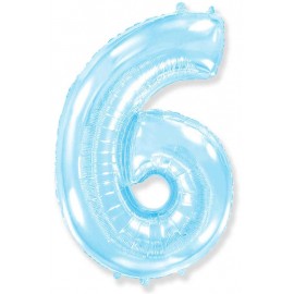 Globos Foil 40" (102cm) Numero 6 Baby Azul