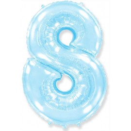 Globos Foil 40" (102cm) Numero 8 Baby Azul