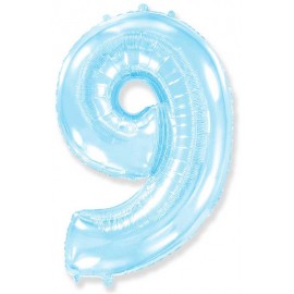 Globos Foil 40" (102cm) Numero 9 Baby Azul