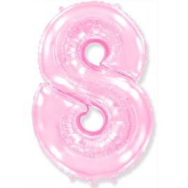Globos Foil 40" (102cm) Numero 8 Baby Rosa Pastel