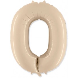 Globos Foil 40" (102cm) Numero 0 Satin Cream
