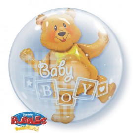 Globos de foil de 24" Bubbles doble Baby Boy